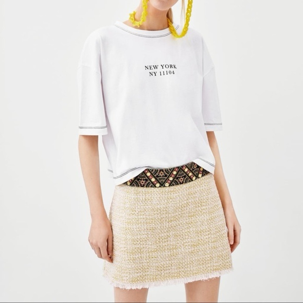ZARA Tweed Bohemian Mini Skirt Size Small NWT